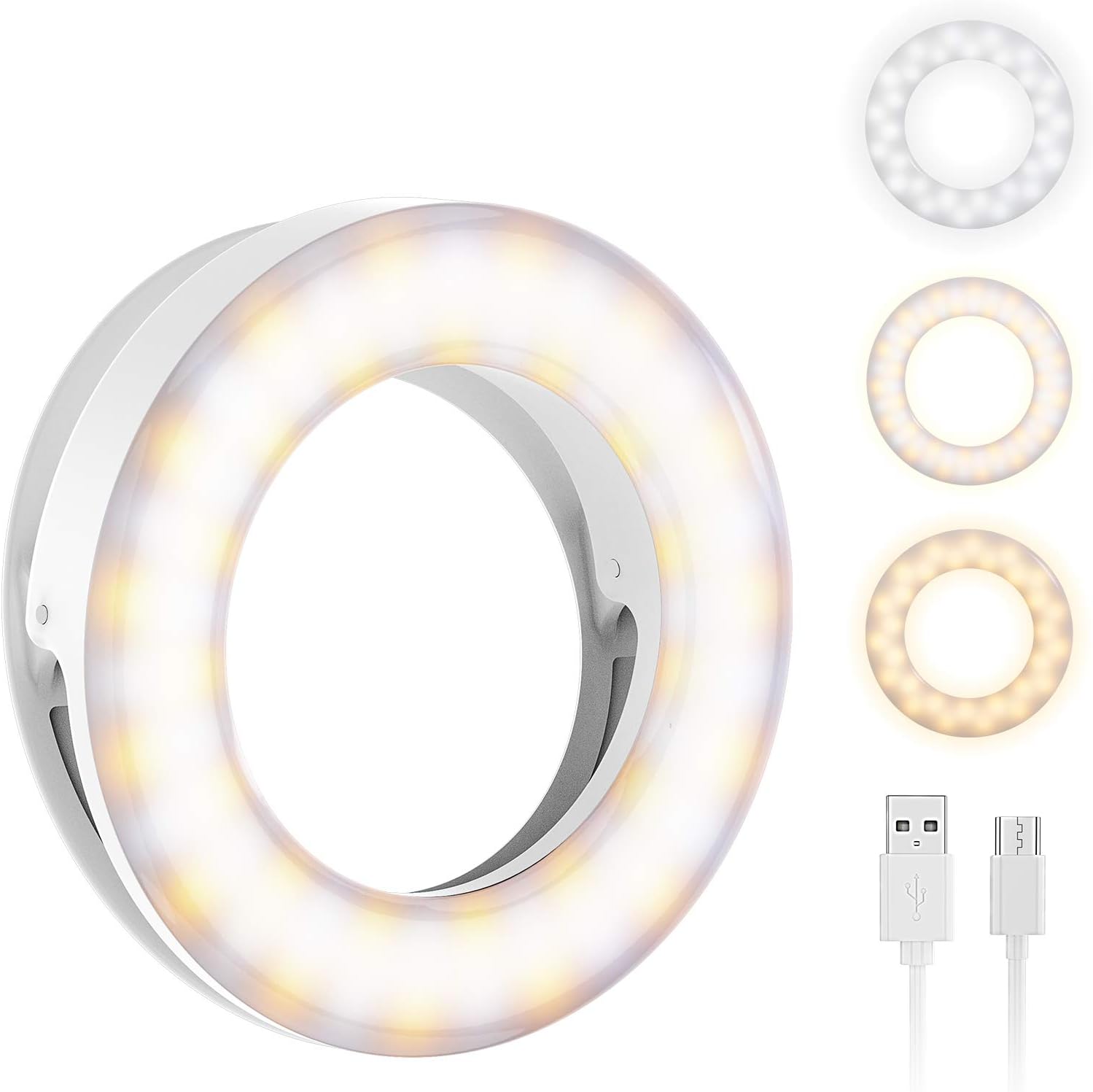 Meifigno Upgraded Selfie Ring Light [3 Light Modes] [Rechargeable], Adjustable Brightness Clip on Laptop/iPhone/iPad, LED Circle Light for Video Conferencing/Zoom Meeting/YouTube Live Stream Makeup