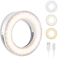 Meifigno Upgraded Selfie Ring Light [3 Light Modes] [Rechargeable], Adjustable Brightness Clip on Laptop/iPhone/iPad, LED Circle Light for Video Conferencing/Zoom Meeting/YouTube Live Stream Makeup