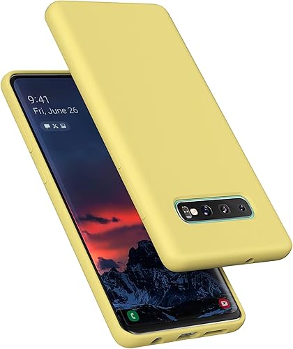 Vista 55 de E Segoi Funda diseñada para Galaxy S10 Plus de 6.4 pulgadas, S10+ de goma de gel de silicona líquida a prueba de golpes, cojín de forro de tela