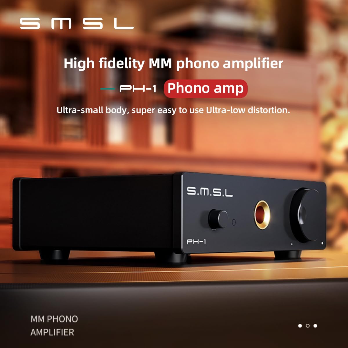 SMSL PH-1 Preamplificatore Phono MM Giradischi RCA 6,35mm Cuffie Alimentatore