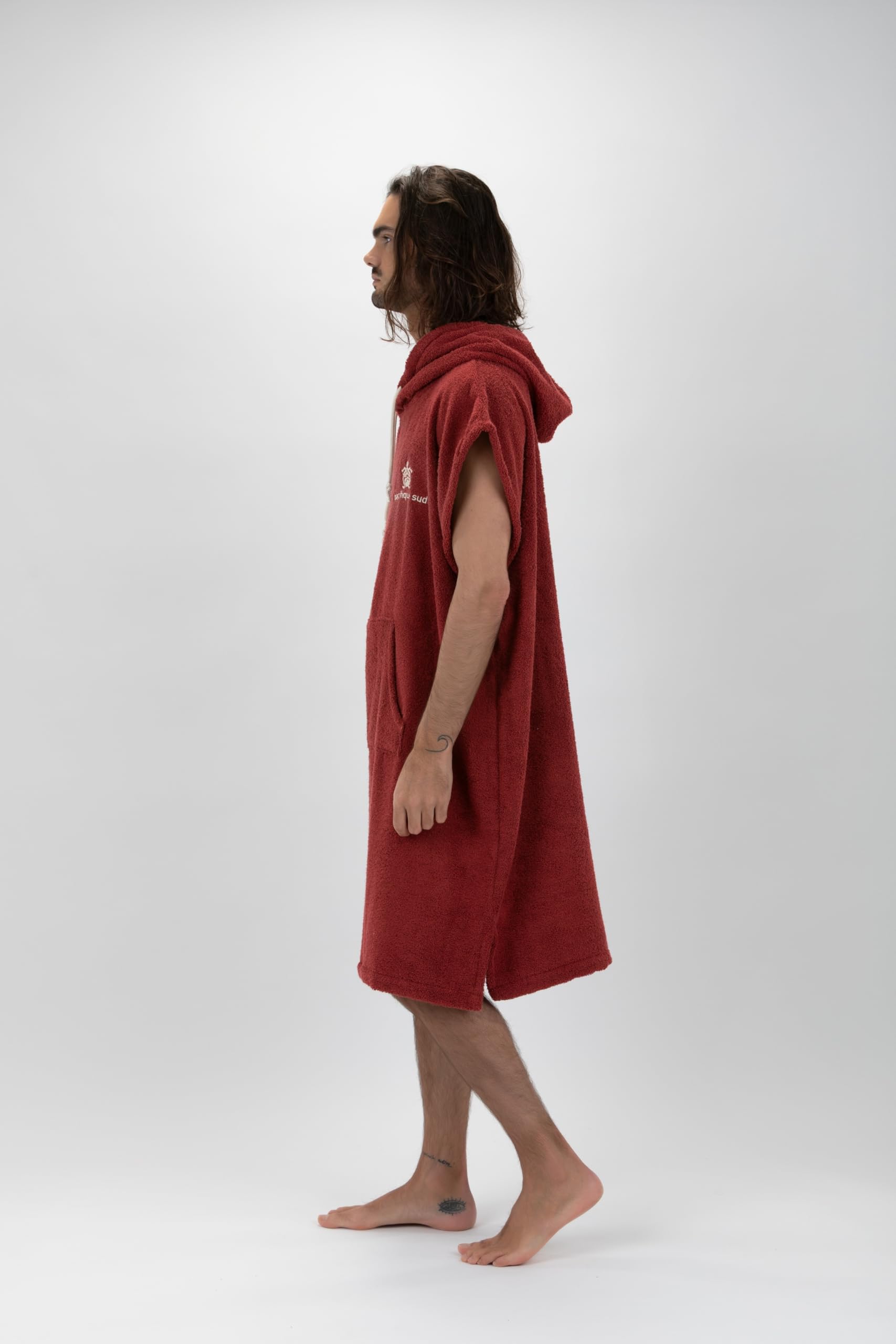 Surf Poncho Peignoir de bain polyvalent sans manches avec capuche et poche avant, en coton premium, idéal pour le surf, la natation, le camping et les sports de plein air Unisexe Taille
