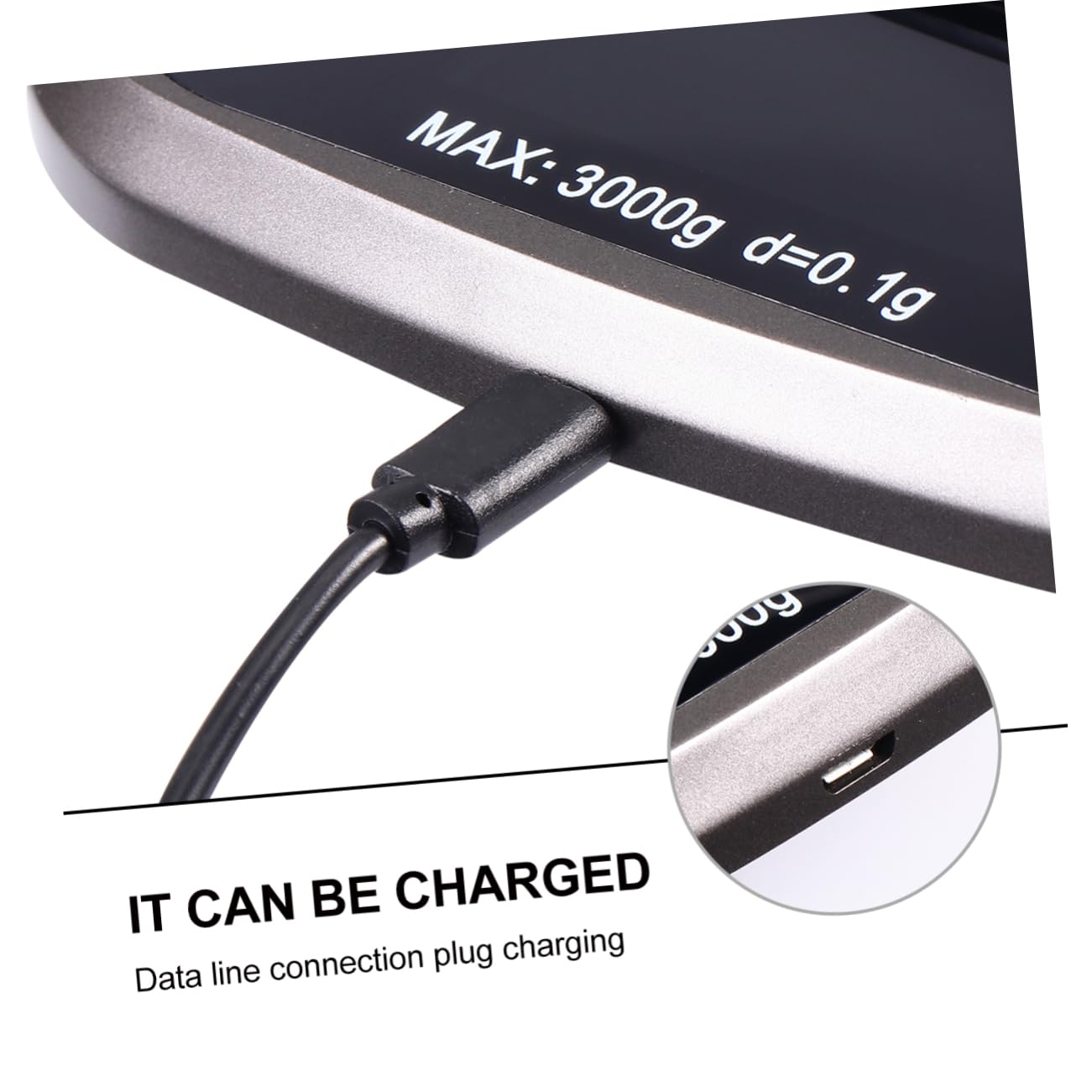 ABOOFAN Digitale Küchenwaage aus Edelstahl 3kg/0,1g Präzise Lcd Anzeige Wiederaufladbar Tragbar für Küchen und Schmuckgebrauch