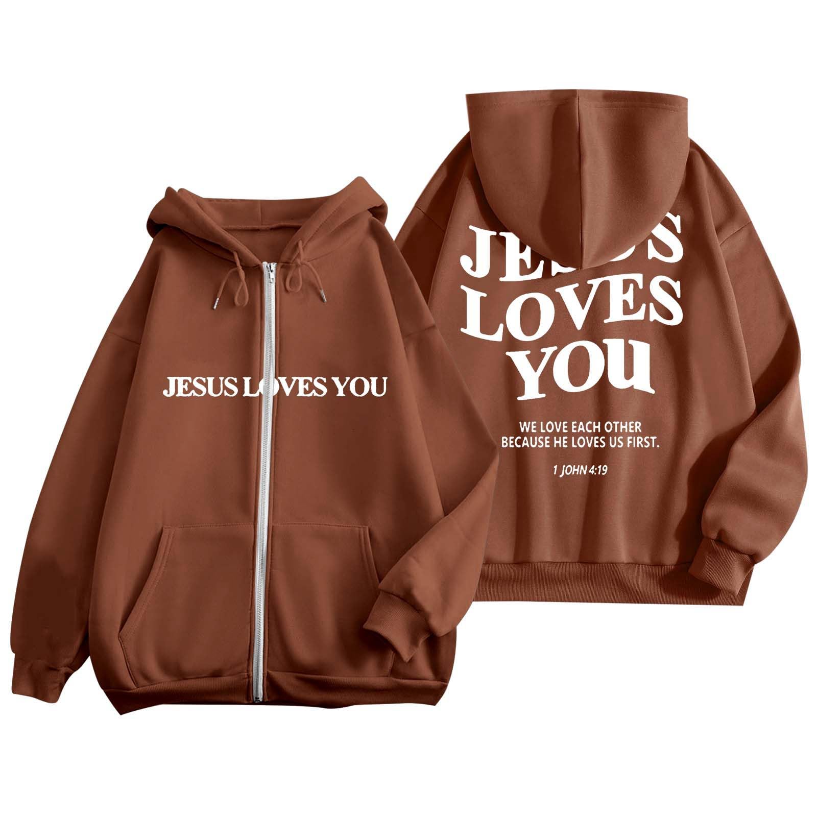 LINASHIWomens Christian Hoodies Fall Oversized Zipper Sweatshirts Fleece Y2K Jacket with Pockets 2024 Fashion Clothes