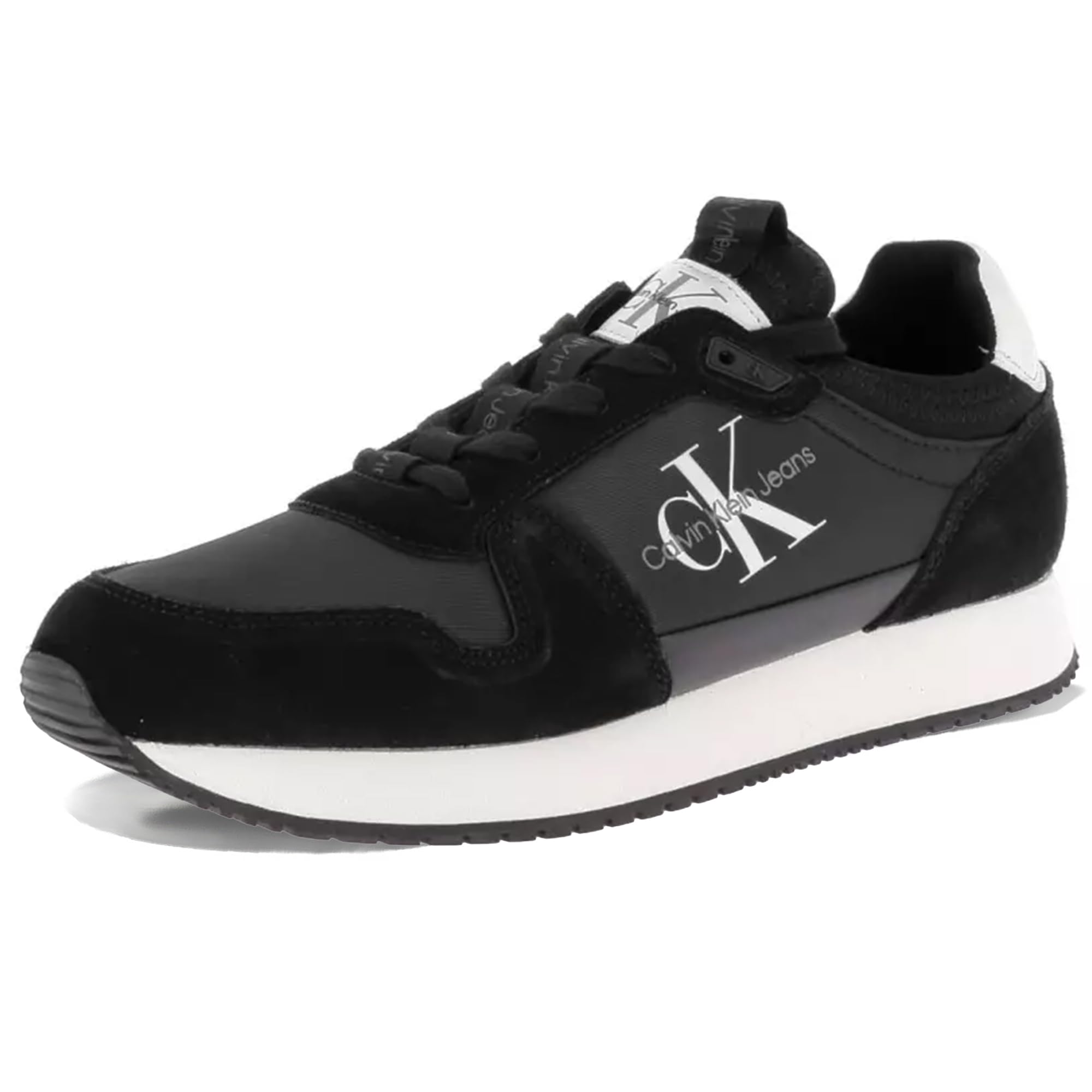 Calvin Klein Jeans Men RUNNER SOCK LACEUP NY-LTH, Black/Bright White, 42 EU