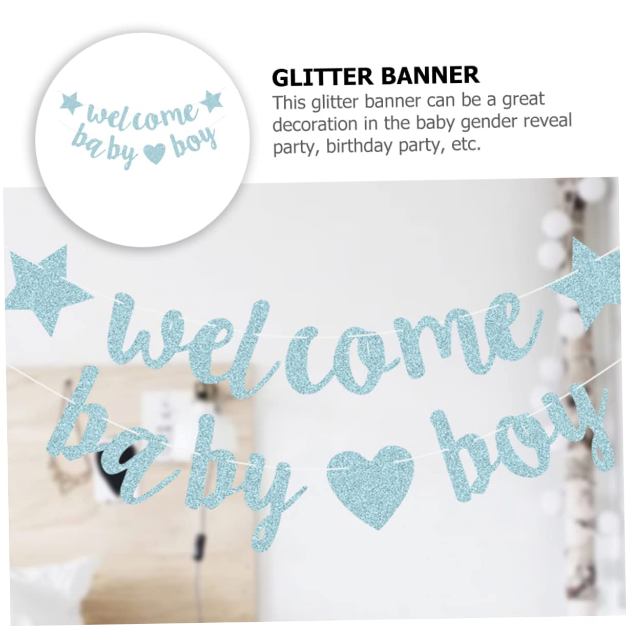Cabilock 4 Pezzi Baby Shower Banner Gender Reveal Birthday Celebration Flag Wall Hanging Decorations