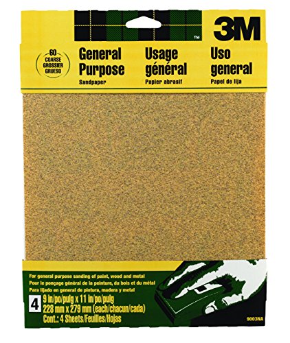 3M 9003NA Aluminum Oxide Sandpaper, Coarse, 9-Inch by 11-Inch