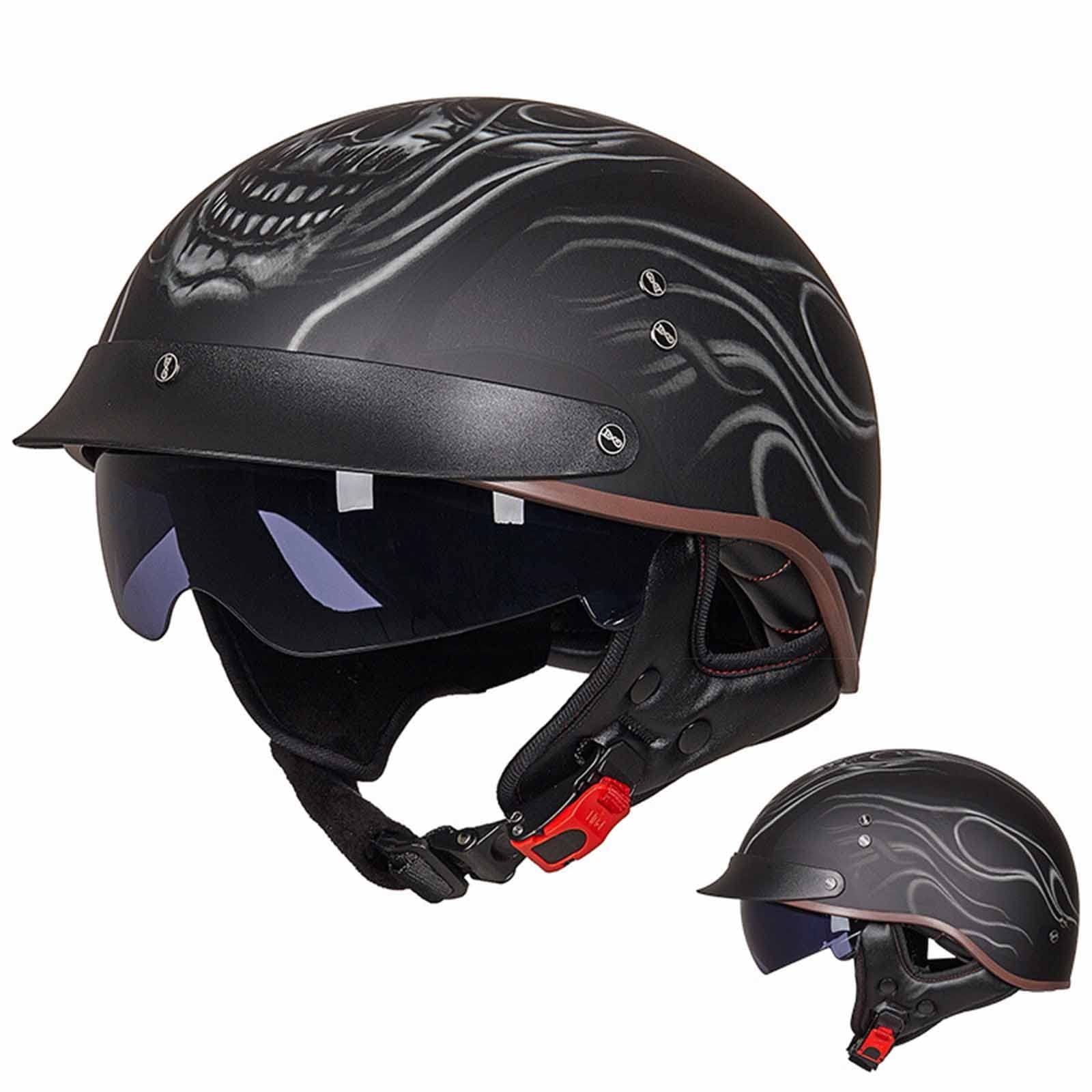 Caschi Cromwell Caschi Jet e Demi-Jet Casco Moto A Mezzo Casco Retrò Casco di Sicurezza per Scooter Chopper Cruiser Certificazione DOT/ECE con Visiera per Adulti