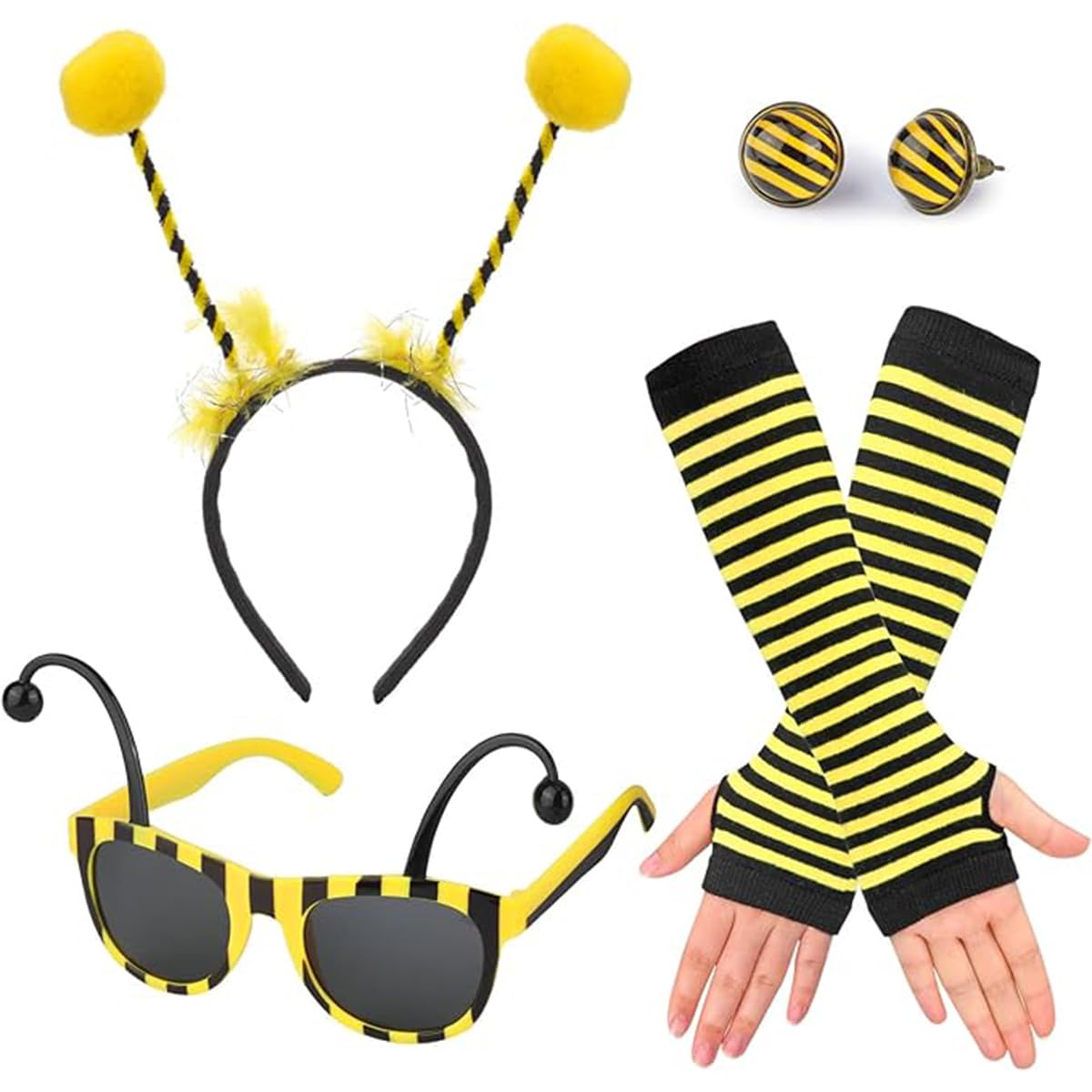 Costume Da Ape Per Donna – Set Con Tutù, Fascia Con Antenne, Calzini E Guanti A Righe, Per Carnevale E Cosplay