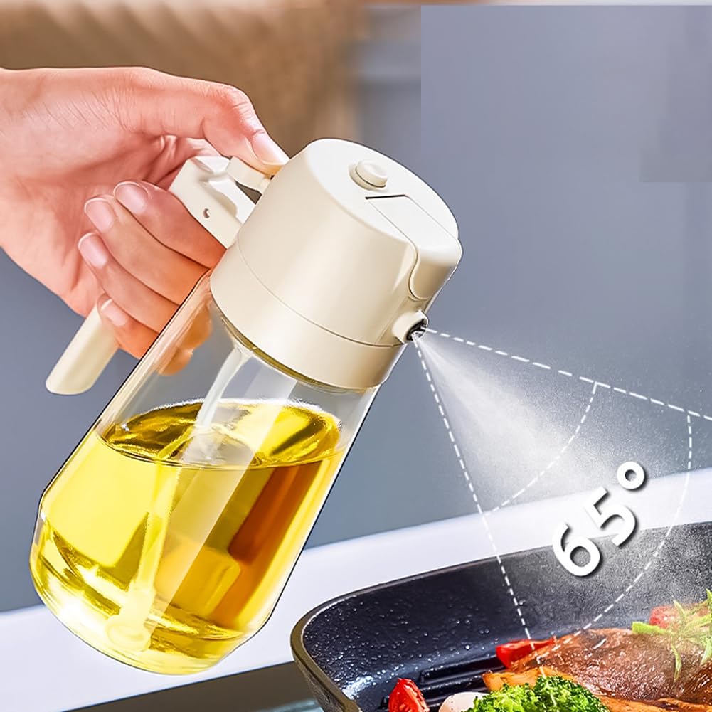 GOTBRAN 2-in-1 Oil Dispenser and Sprayer, 470ml/16oz, for Olive Oil, Cooking, Kitchen, Salad, Deep Frying, Vinegar, BBQ