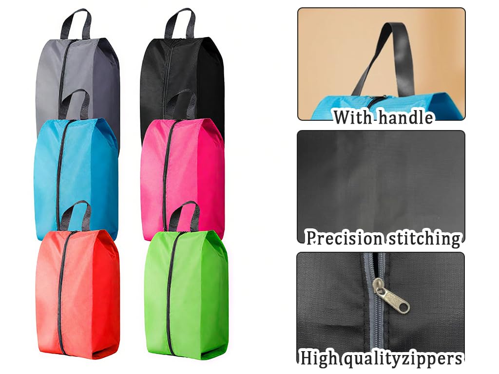 6 Stück Schuhtasche Reise,Wasserfeste Schuhbeutel Reise,Schuhtasche mit Reißverschluss,Schmutzabweisende Schuhtaschen für Darunter Reisen,Freizeit,Sportliche Aktivitäten