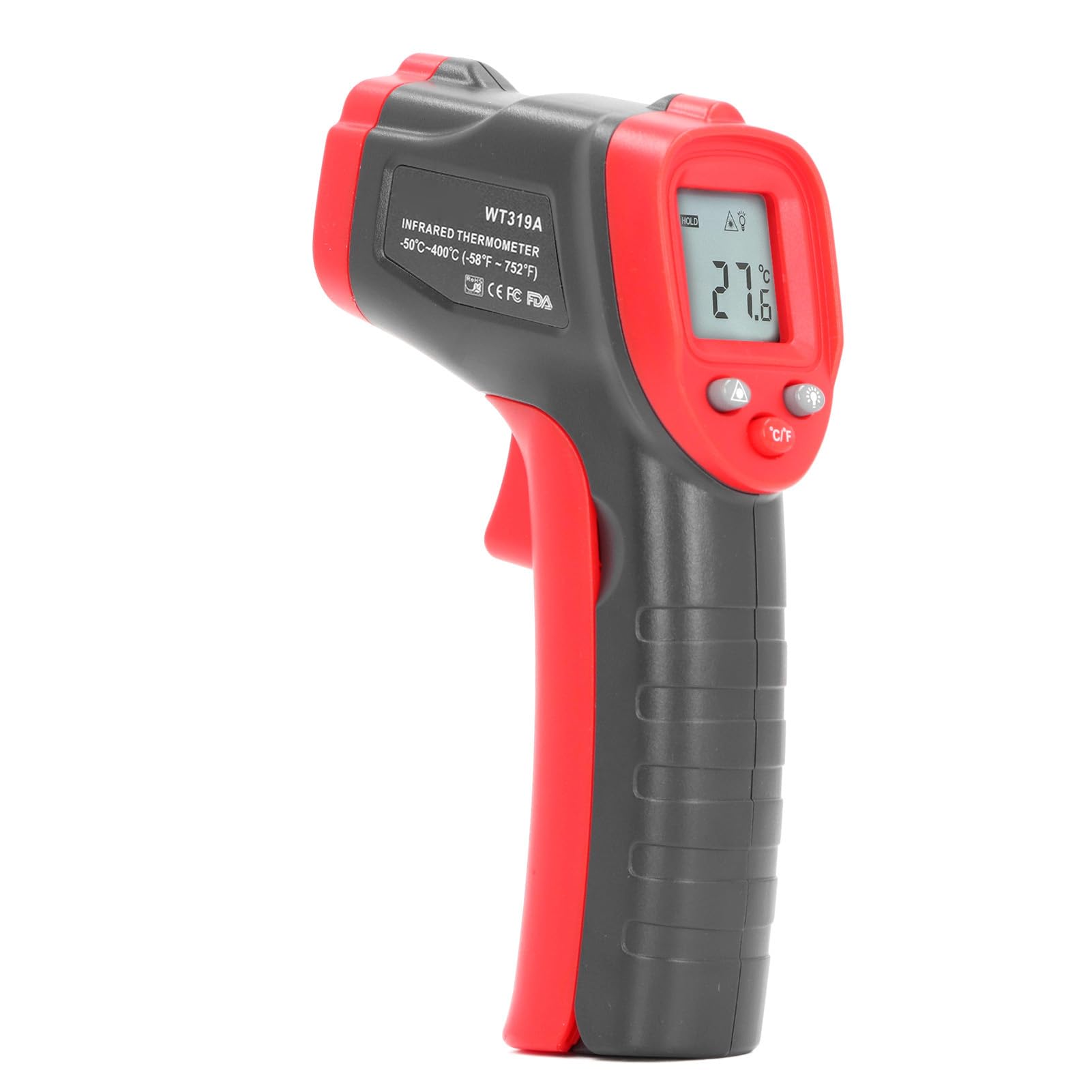 Non Contact Infrared Thermometer Digital Temperature Gun with Backlit Display and Data Hold for Cooking and Industrial Maintenance - 50 to 400C Range ABS Construction