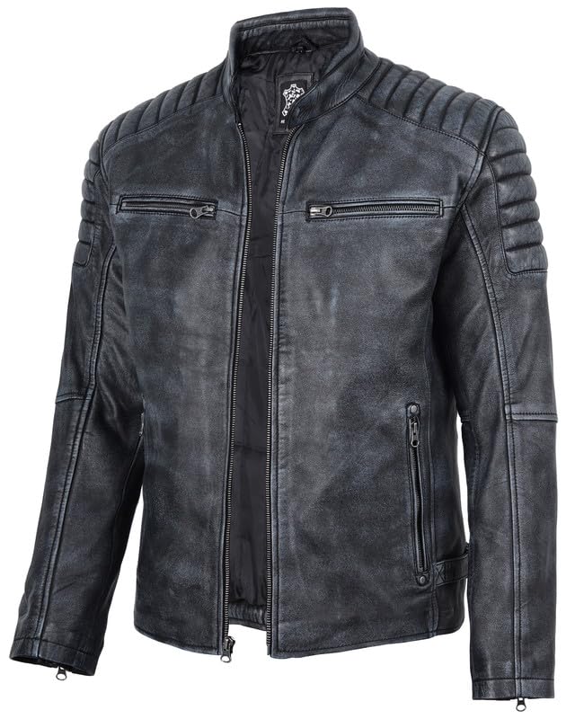 Image of Blingsoul Real Lambskin Leather Jacket Men - Cafe Racer Style Premium Men's Leather Jacket