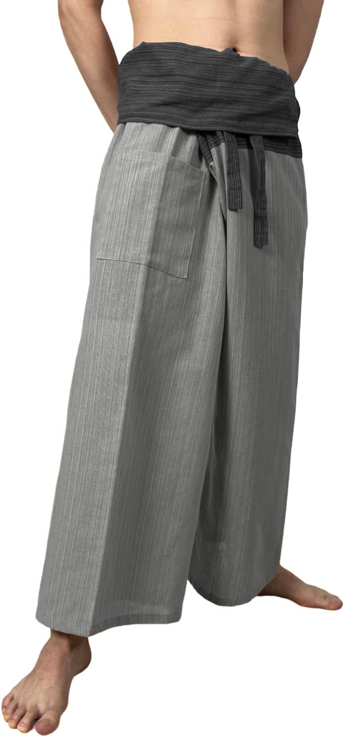 2 Tone Thai Fisherman Pants for Men & Women Trousers Perfect for Yoga, Martial Arts, Pirate, Medieval, Japanese Samurai Pantalones