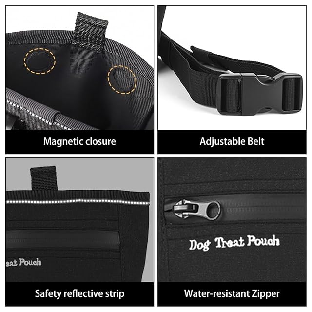 Foto 2 de 8 de Bolsa de entrenamiento para perros, bolsa de cintura con cinturón ajustable y cierre magnético para mascotas
