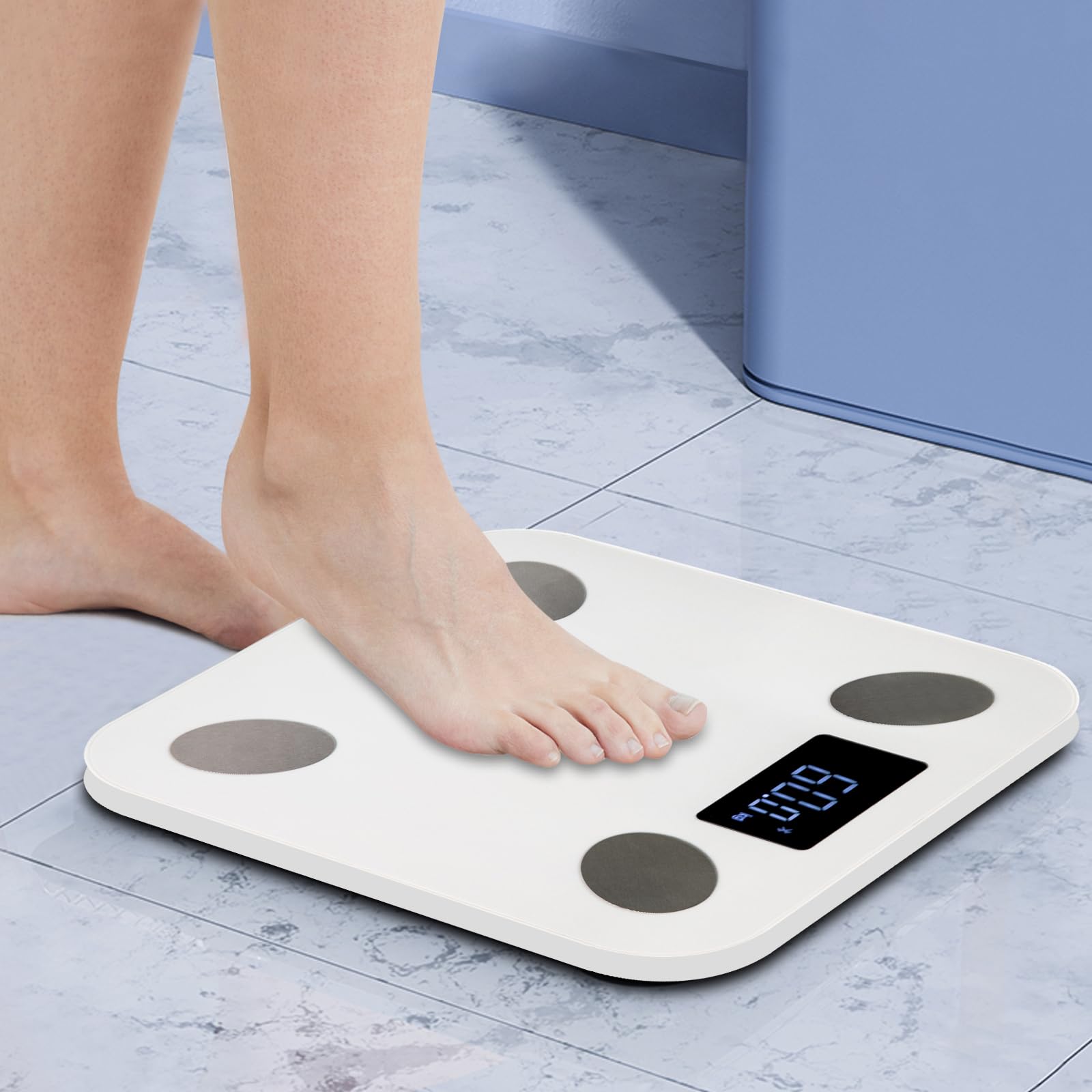 Körperfettwaage mit App für 18 Gesundheitsdaten, digitale Waage