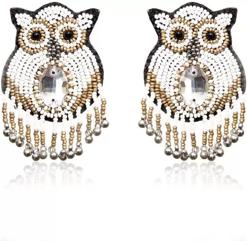 El Regalo 3D Seed Beads Big Owl Earrings- Handmade Big & Bold Quirky OWL STUD EARRINGS for Girls & Women- Fun Bridal Jewelry (B0CWH6WMM5) Amazon Price History, Amazon Price Tracker