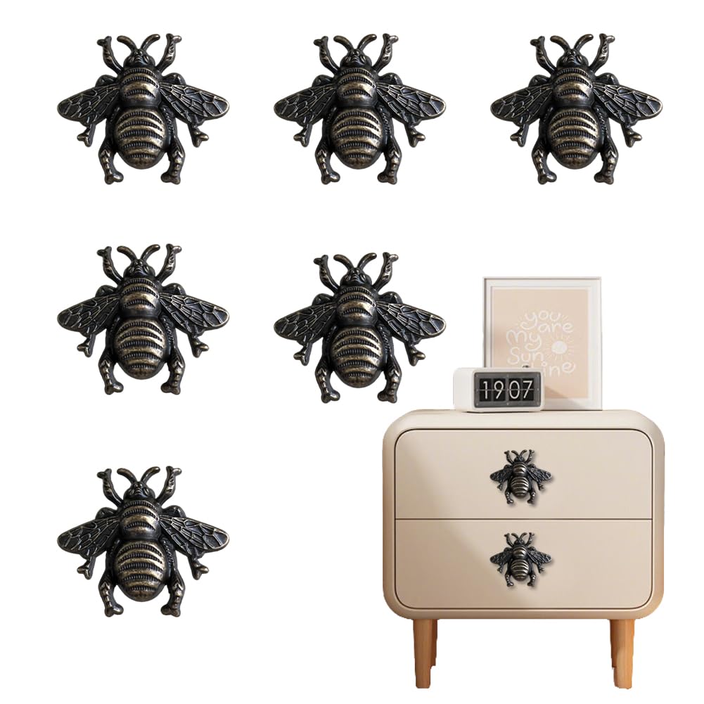 BAOTXHBR 8 pcs Bee Shape Cabinet Knob,Golden Cupboard Handles for Dresser Drawer Wardrobe Bathroom Furniture Door Decorative Pulls,with Screw (Bronze)