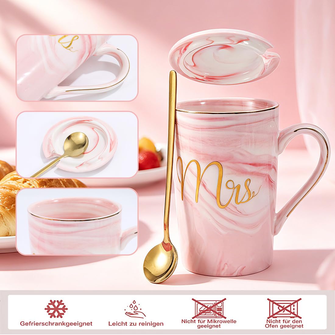 Regalo di compleanno per ragazze 9 10 11 12 13 14 anni – Set regalo rosa per adolescenti con bicchiere da 473 ml con cannuccia e coperchio in bambù, mini set di pennelli da trucco