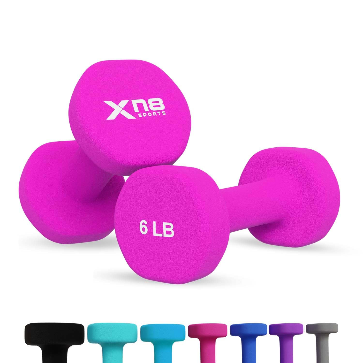 Xn8 Dumbbells Set Neoprene Coated Weights Dumbbells Set- Hand Weights for Home Gym, Pilates, Cardio, Training and Fitness- Anti Sweat Hex Dumbbells with Comfy Grip- 1-44lb Dumbbells Set Women Men