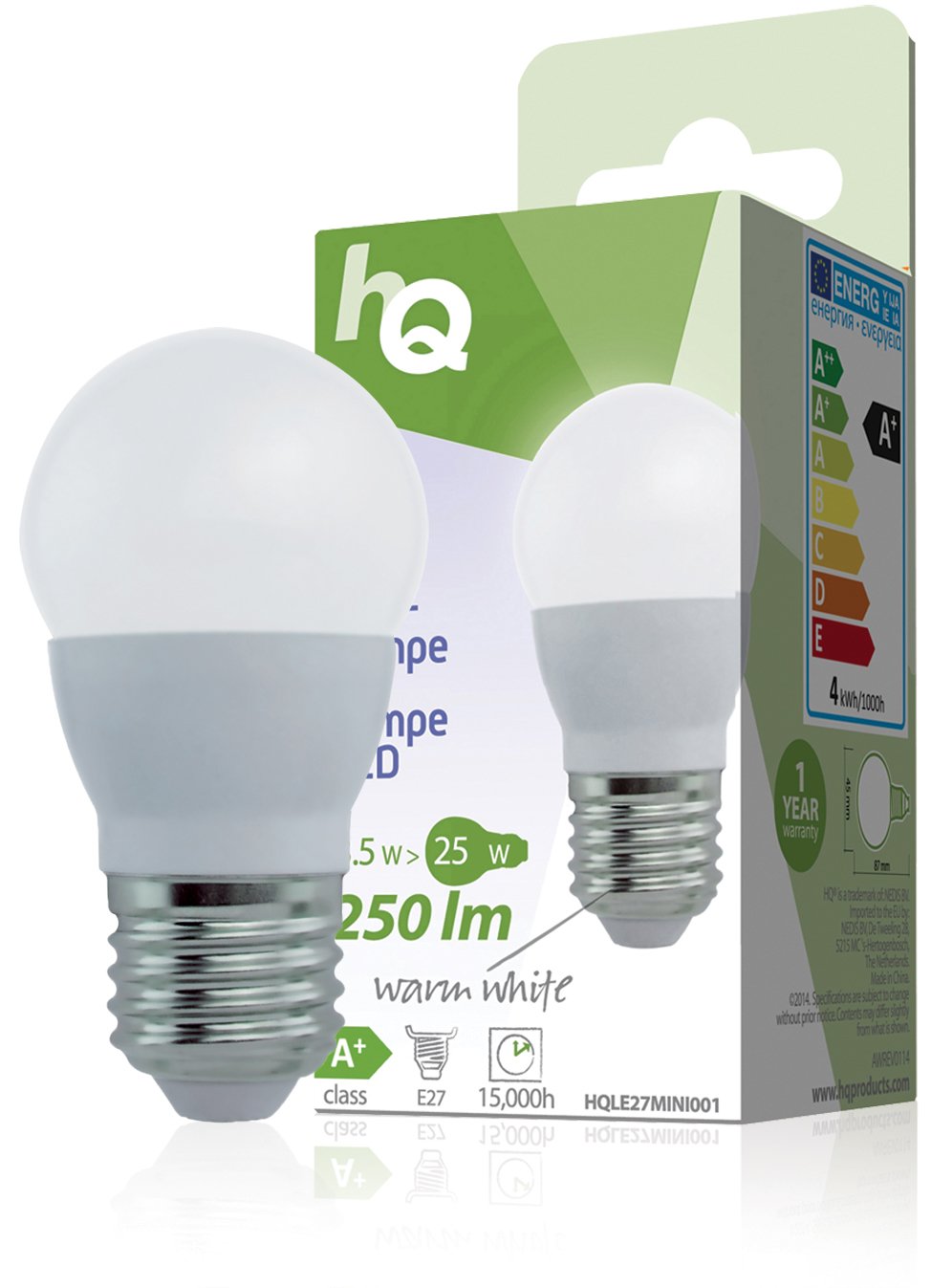 Hq Silver E27 3.5 Watt Led 2700 K 250 Lm Mini Globe Lamp