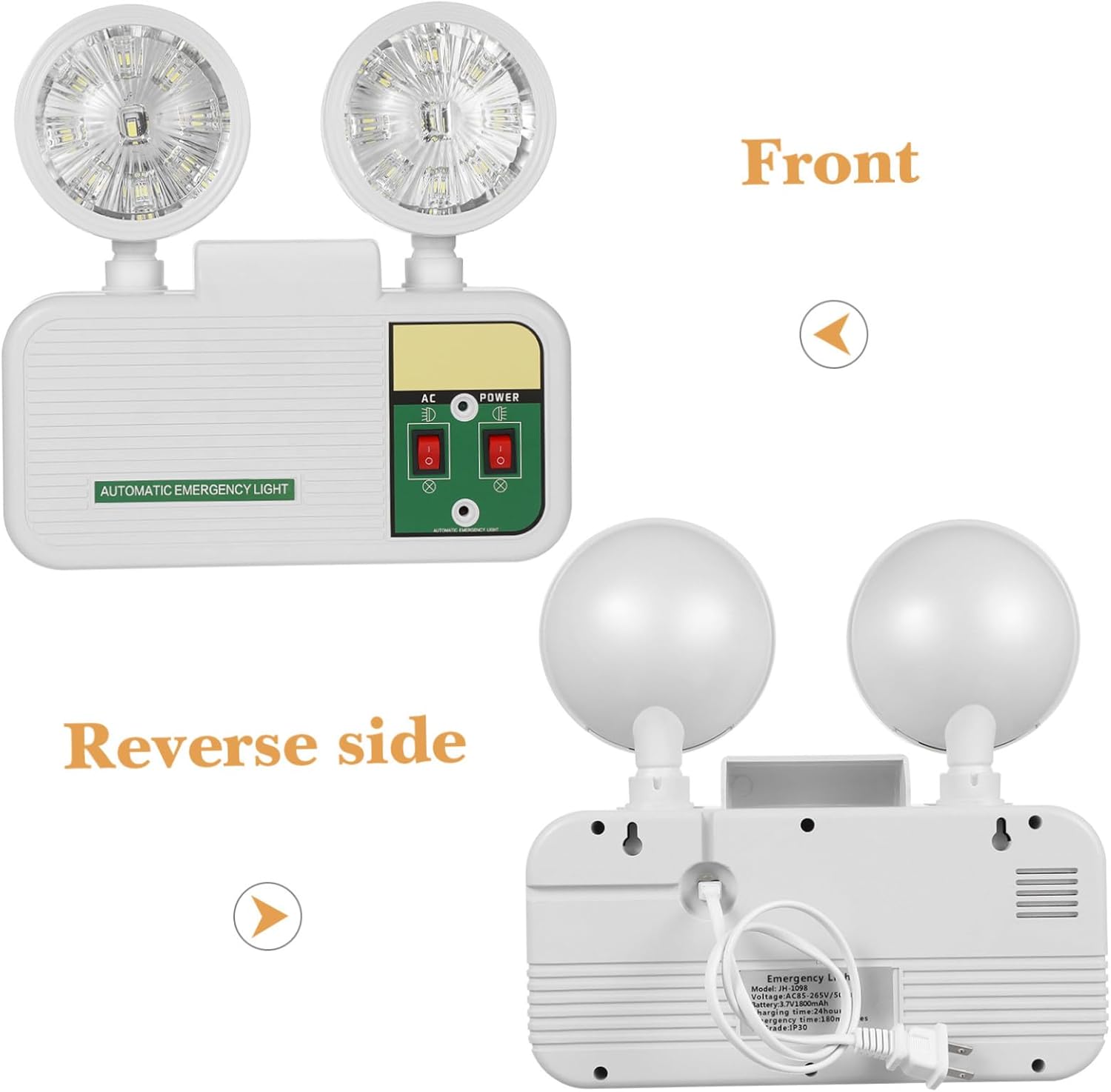 High Brightness Emergency Light with Battery Backup for Power Outages Wall-mountable Exit Lighting for Stairways Hallways Offices and Commercial Use Plug AC110V