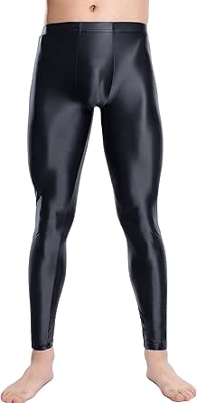 FEOYA Glanzende leggings voor heren, glanzend, sportbroek
