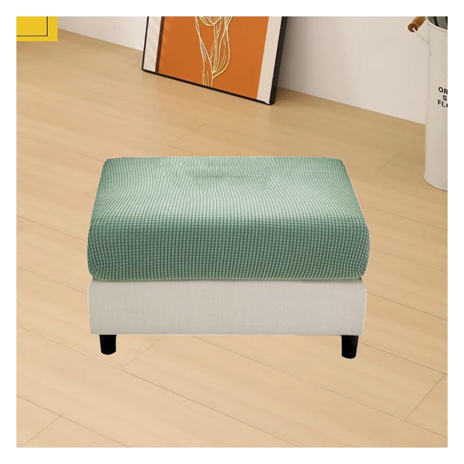 ILiemao Super Stretch Soft Fit Ottoman Cover Slipcover Square/Rectangular for Foot Stool 20x27in/50x68cm 18x22in/45x55cm Furniture for Living Room with Elastic Bottom，Washable(G1,65-90 cm/26-35 in)