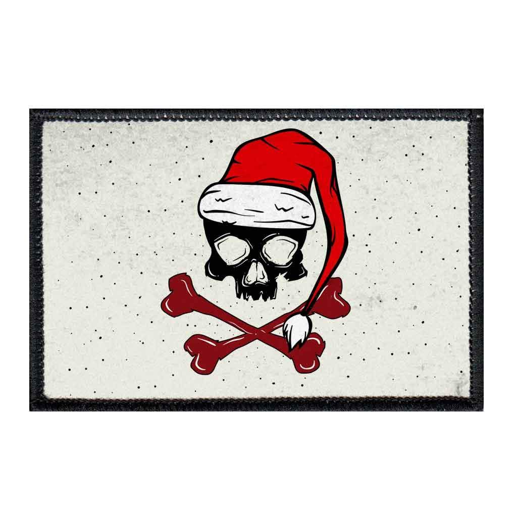 Christmas Skull Morale Patch | Hook and Loop Attach for Hats, Jeans, Vest, Coat | 2x3 in | by Pull Patch