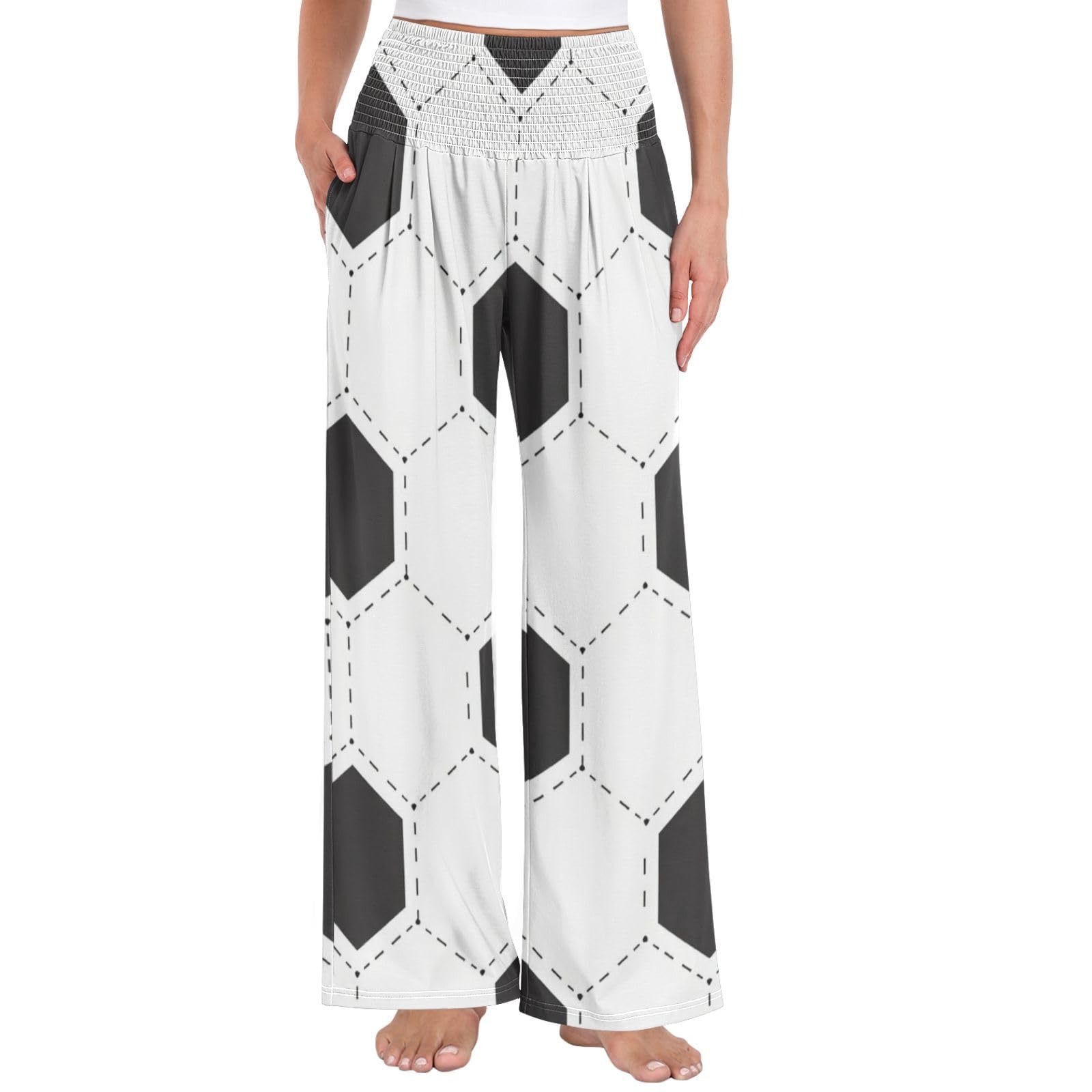 White Hexagon - Pantalones de yoga para mujer, ligeros, elásticos, informales, ropa de descanso