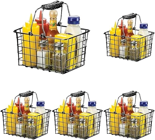 American Metalcraft RBHB975 - Cesta rectangular con asas (9 x 7 pulgadas), color negro (paquete de 5)