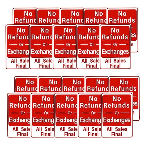 Image of CVANU No Refunds or Exchanges All Sales Final Warning Safety Self-Adhesive Waterproof PVC Vinyl Sign Sticker Size (11.7inchX8.3inch) Pack of 20