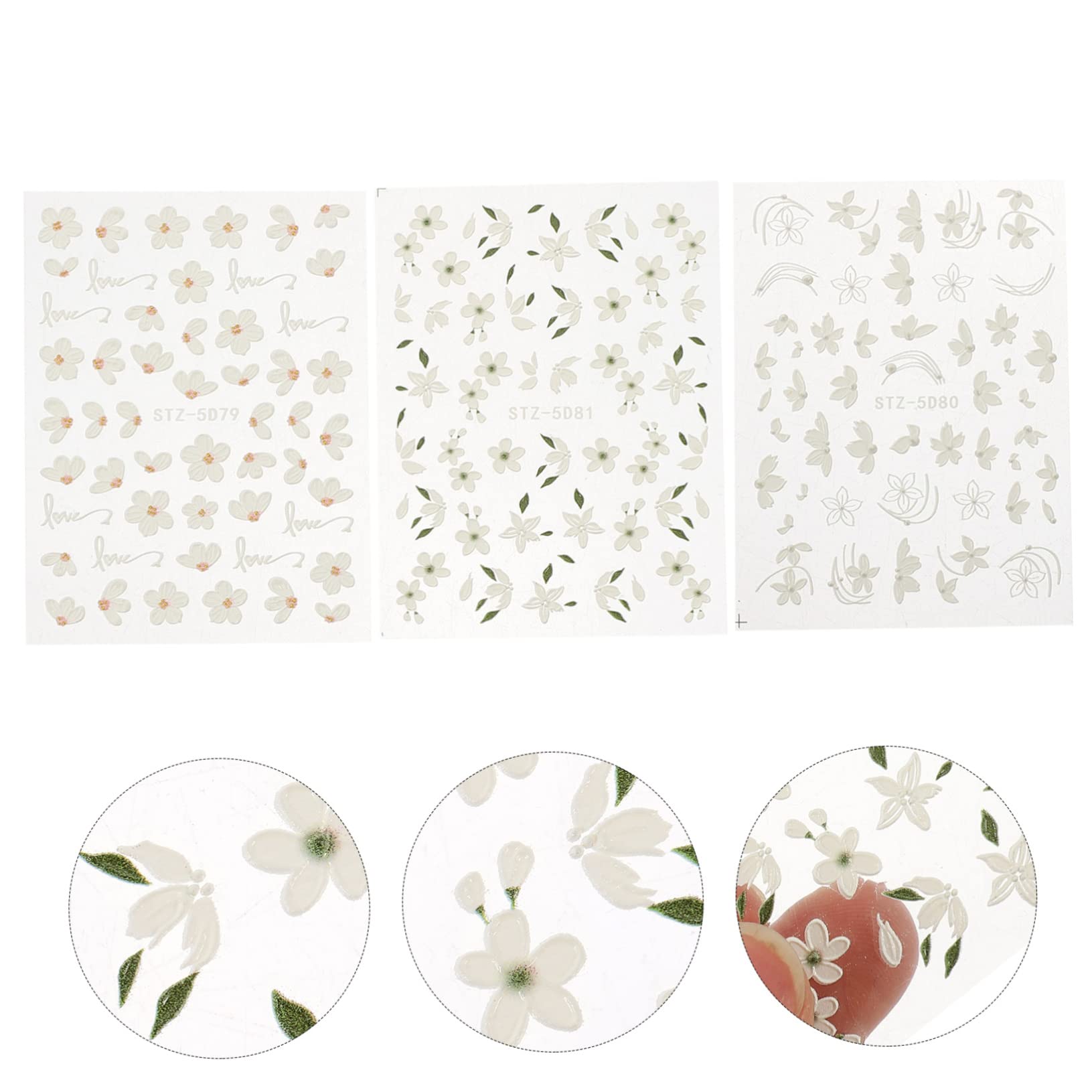 FOMIYES 5 Set Adesivi Unghie Fiori Stickers Decorativi Per Nail Art Facili Applicare Per Decorazioni E Professionali 3 Fogli*5