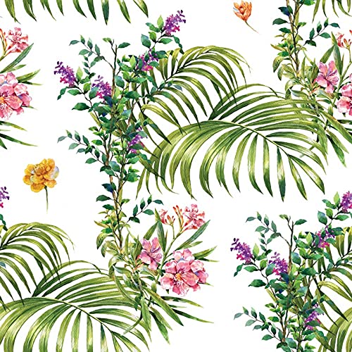 Papier peint de meuble pour masquer les défauts d'un mur avec sticker tropical