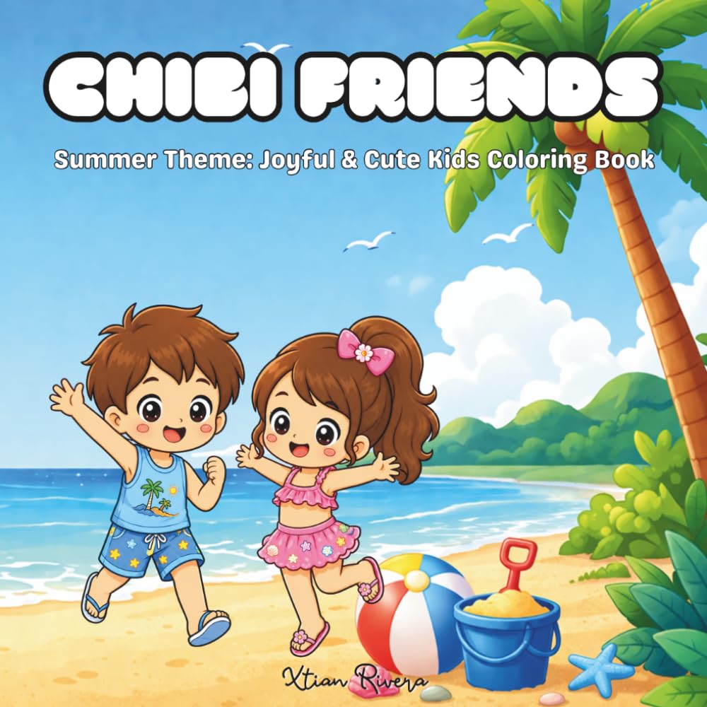 Chibi Friends: Summer Theme: Joyful & Cute Kids Coloring Book