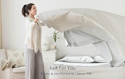 Miniatura 6 de Urban Bedding Juego de funda de edredón con sábana bajera de 4 piezas, suave doble 100% algodón egipcio, funda de edredón con cierre de cremallera,