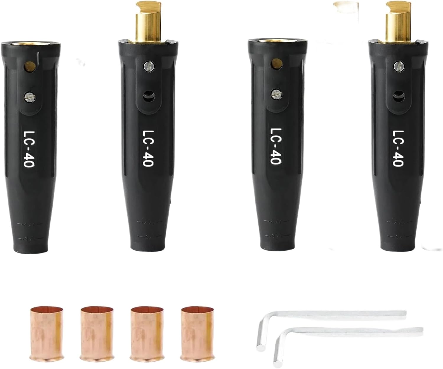 LC-40 Welding Cable Connector Set (2Male + 2Female) for 1/0-2/0 Cable, 350 Amp, 2-Pack