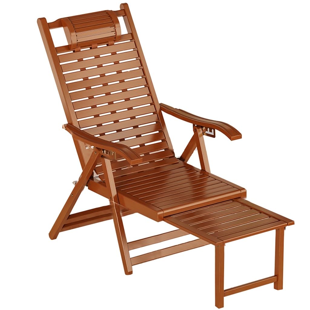 Krzesło Patio Składany Składany Drewniany Podnóżek Chowany Podnóżek Zero Gravity Ergonomiczna Oszczędność Miejsca Ogród, Basen i Patio (Color : Brown)