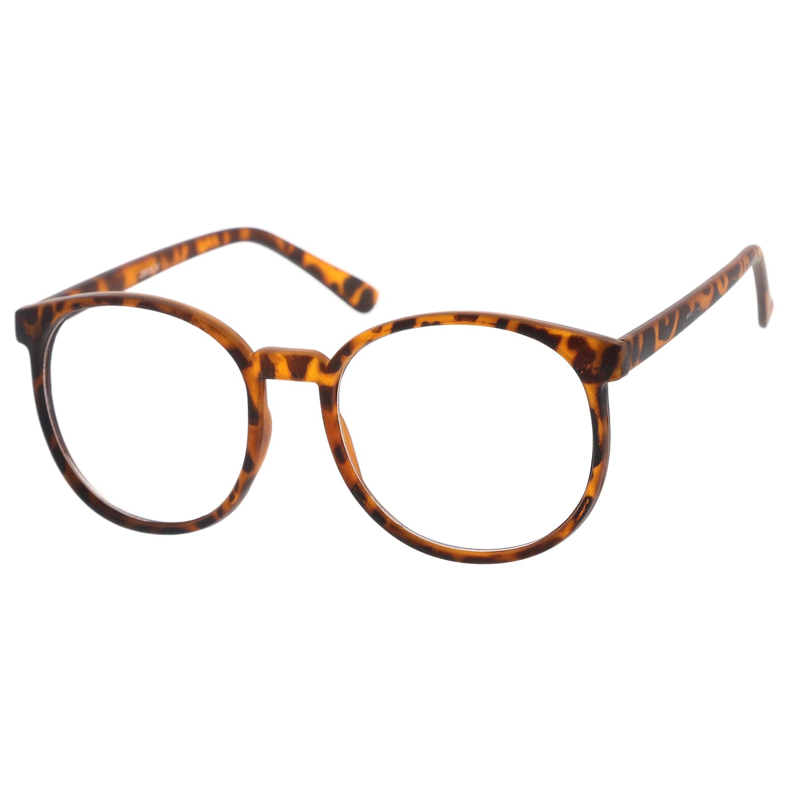 zeroUV Classic P3 Horn Rimmed Clear Lens Round Eyeglasses 53mm (Matte Orange-Tortoise/Clear)
