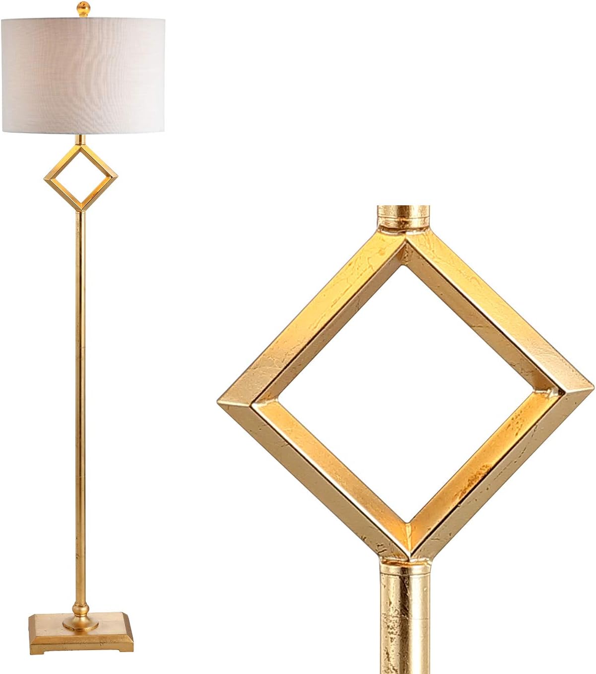 JONATHAN Y JYL3064A Juno 62.5" Metal LED Floor Lamp, Contemporary, Modern, Transitional, Office, Living Room, Family Room, Dining Room, Bedroom, Hallway, Foyer, Gold Leaf