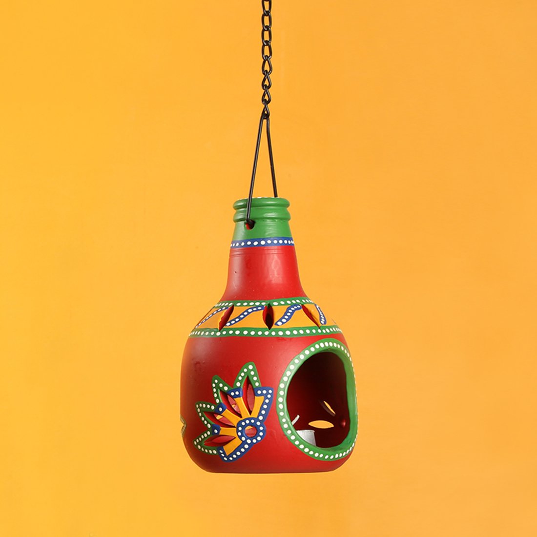 ExclusiveLane 'The Earthern Bottle' Living Room Decorative Terracotta Hanging Tealight Votive Candle Holder (Red) (EL-008-114)-picture-31