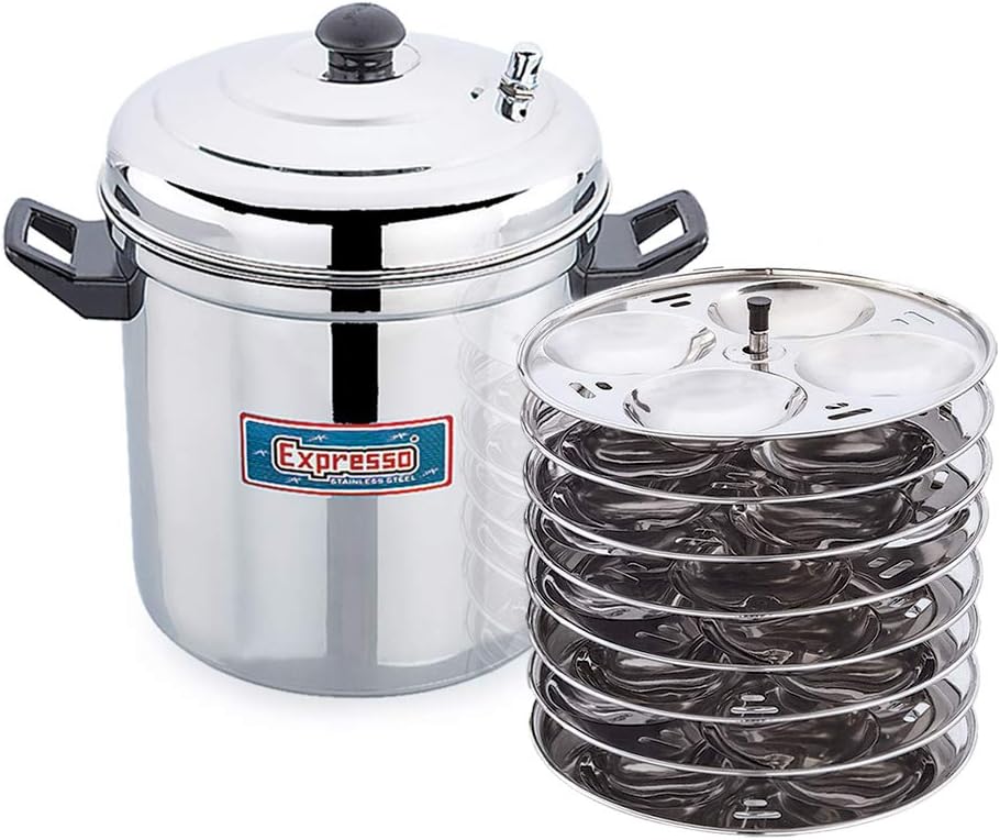 Expresso 32 Pcs Idli Maker Stainless Steel with 8 Plates | Induction and Standard Cooker Compatible | Healthy Cooking Steamer for Soft Idlis | Durable Rust Resistant Kitchen Cookware Set