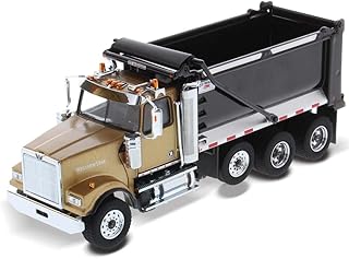 Diecast Masters Western Star 4900 SFFA Dump Truck | Tandem with Pusher Axle & OxBodies Stampede Dump Cab | 1:50 Scale Model Semi Trucks | Diecast Model by Diecast Masters 71080