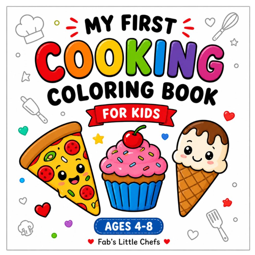 my first cooking coloring book for kids: fab's little chefs
