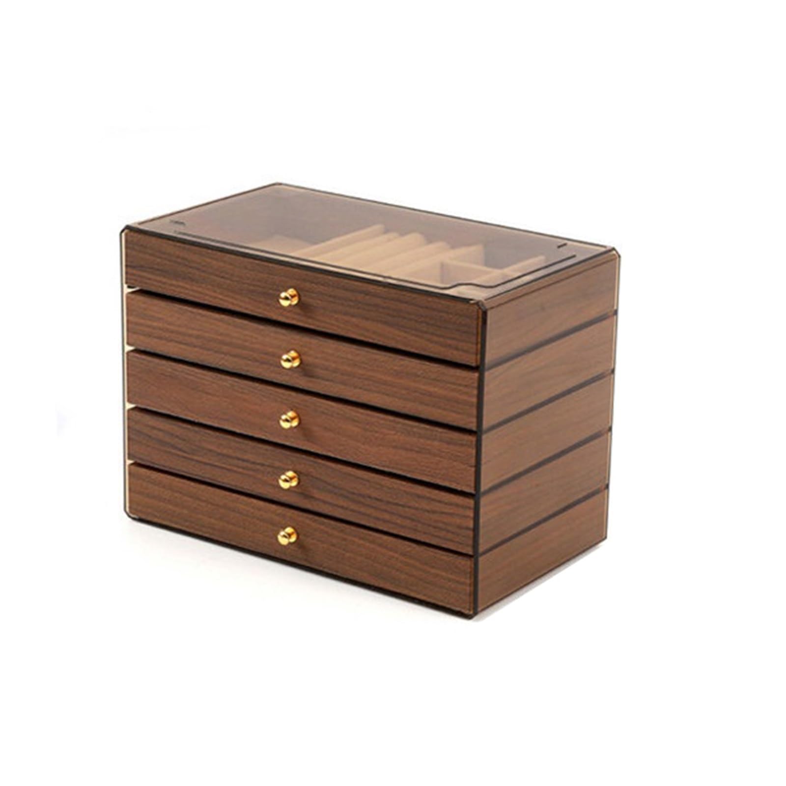 CLQYXRMVC Jewelery Box 5-layer Walnut Wood Grain Jewelry Box Multi-layer Drawer Type Large Capacity Storage Case With Transparent Lid Jewellry Organizer Case