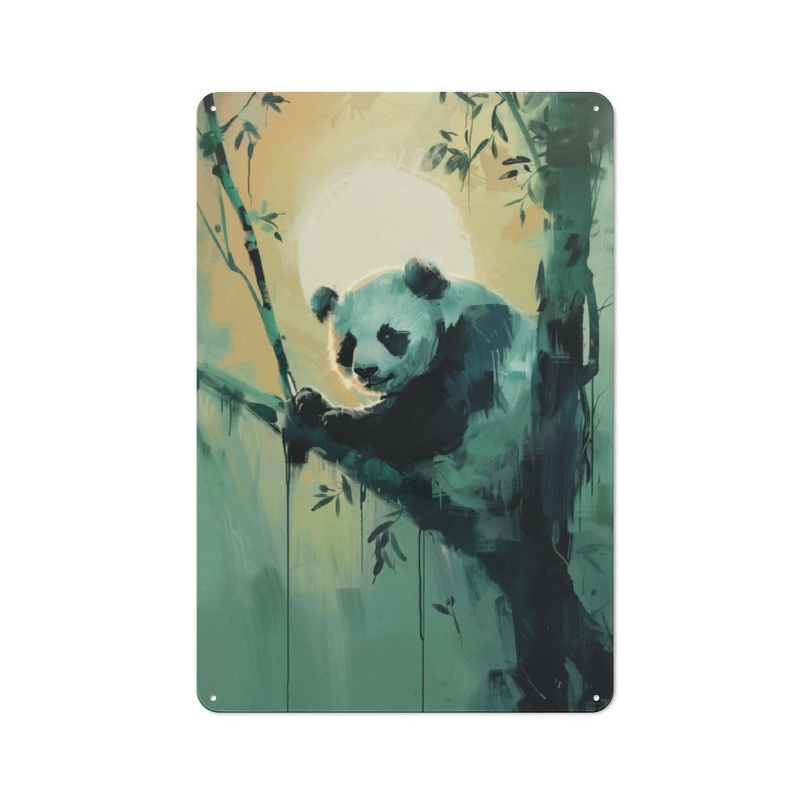 Retro Kitchen Metal Sign 30x20cm Featuring Panda in The Bamboo, Bistro Wall Plaque for Restaurant, Kitchen, Counter Or Breakfast Nook