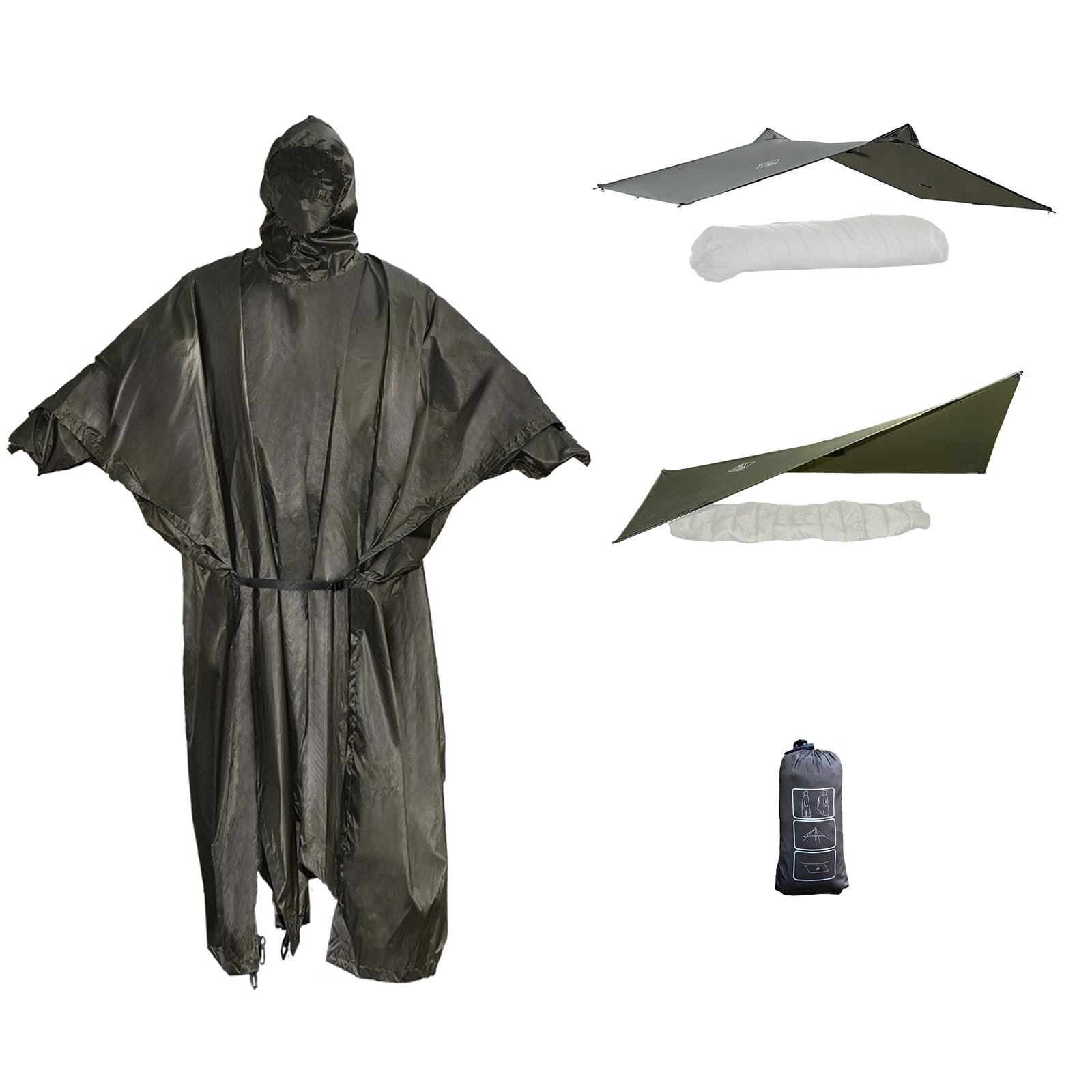 onewind Poncho de pluie à capuche ultra léger pour sac à dos