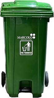MARCOLO Pedal Wheelie Waste Bin 240L Green – Heavy Duty Outdoor Dust Bin with Wheels for Home