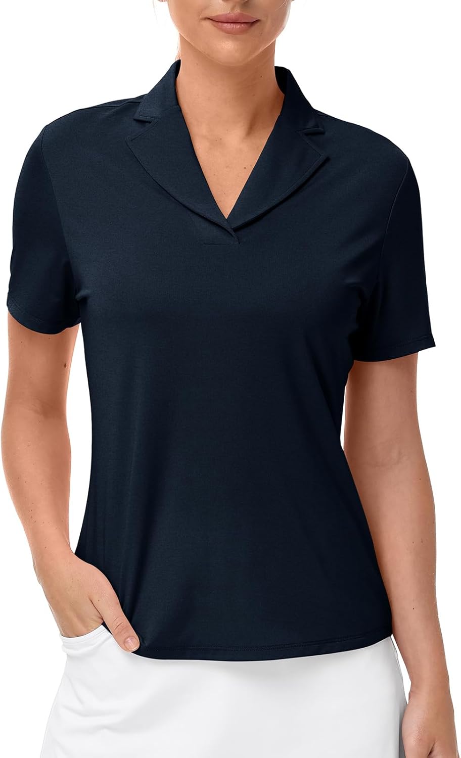 YSENTO Women's Golf Polo Shirts Collared UPF 50 Short Sleeve V-Neck Summer Fashion Cute Tops Clothes Quick Dry - Image 2