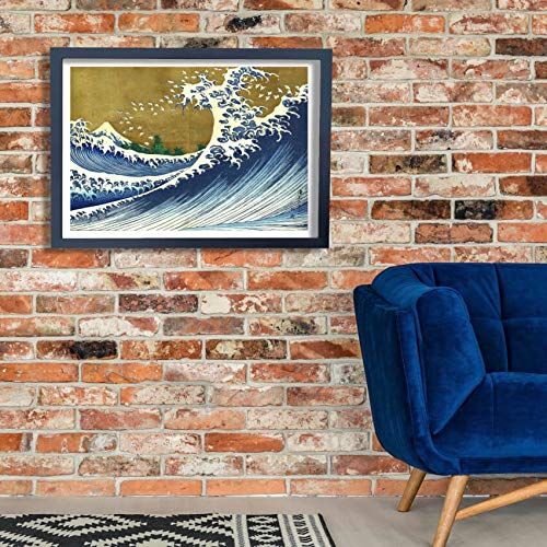 Grande vague jaune Hokusai impression sans cadre réglant vos reflets - 3