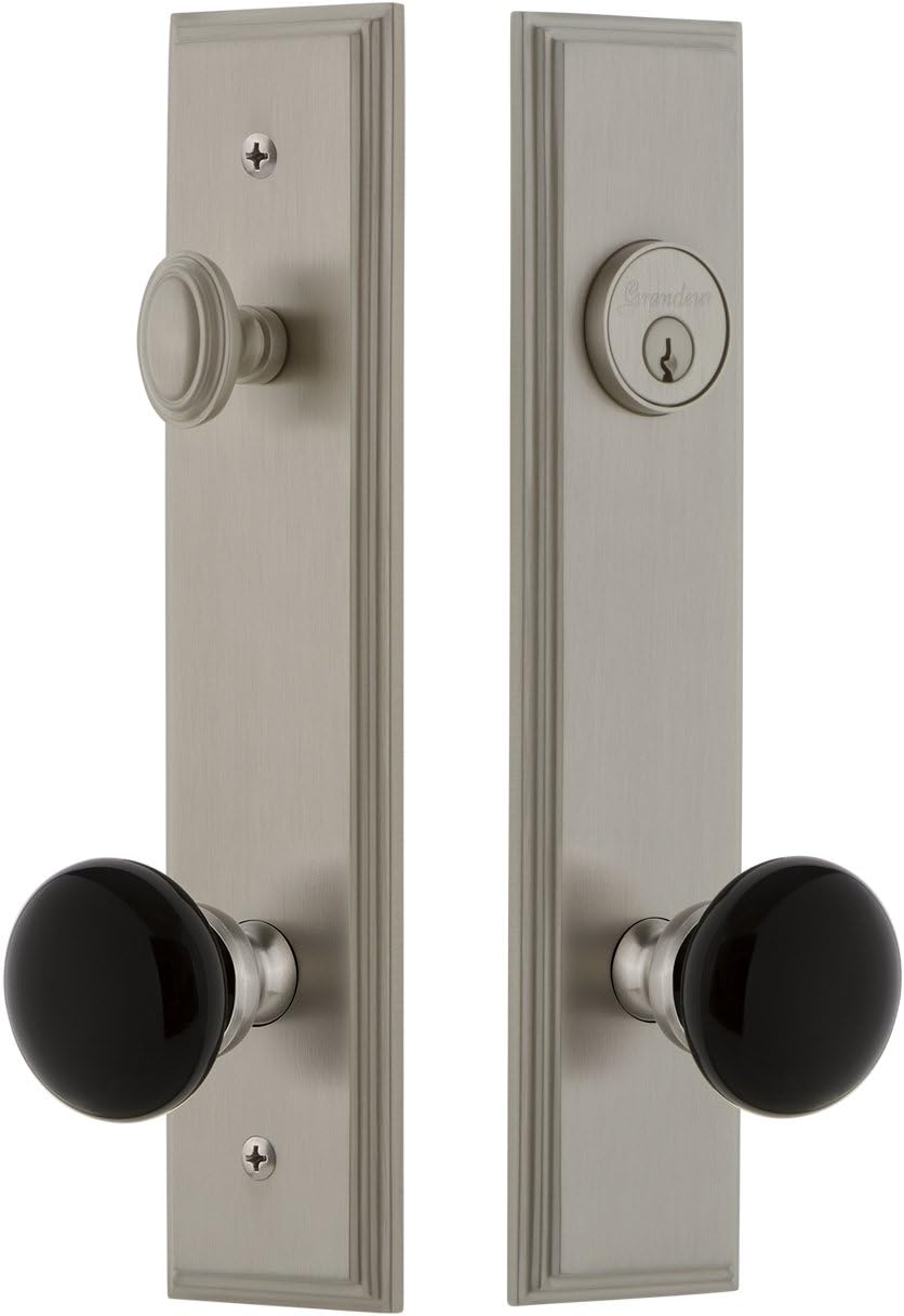 Grandeur Hardware 854206Entry SET854206 Made of Solid, Forged Brass for Long Lasting Durability, Backset Size: 2.75", Satin Nickel